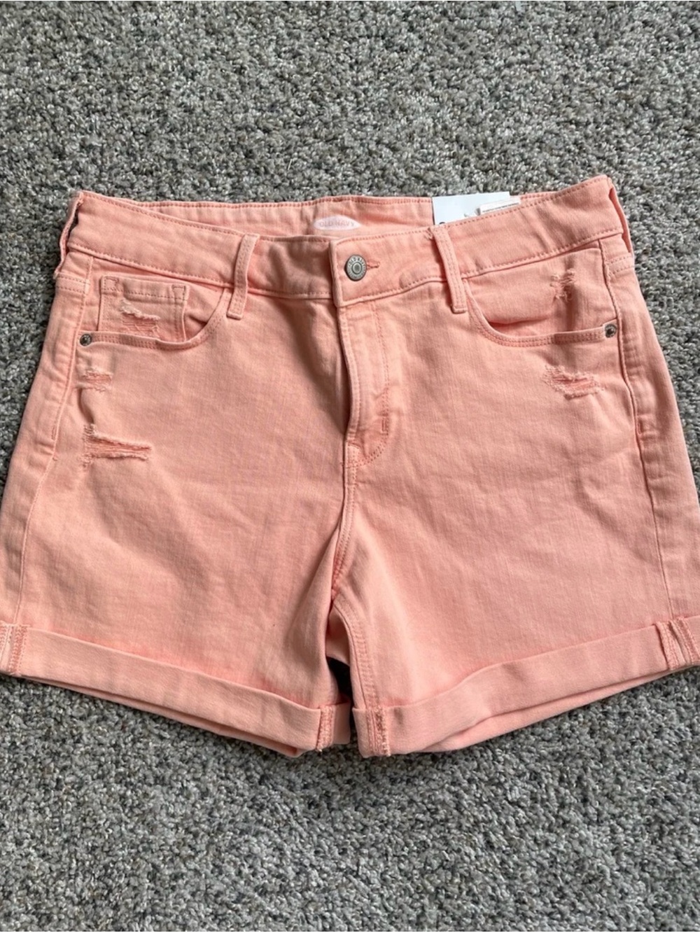 Old Navy distressed rolled orange stretch shorts size 8 NEW NWT